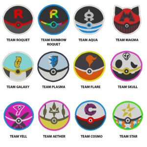 Pokeball TEAMS : Pokemon - Broderie numérique - 4"x4"